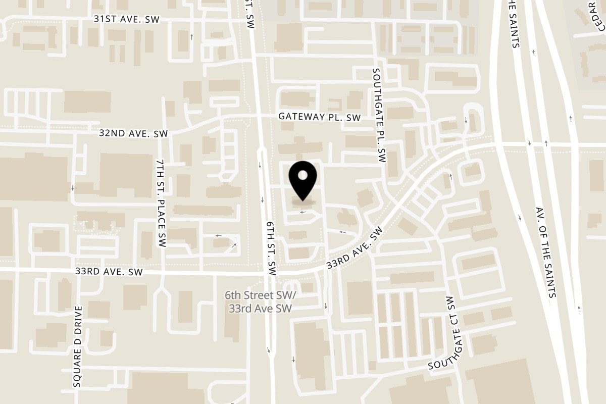 Map showing the location of Scores on 33rd on 3287 6th St SW in Cedar Rapids